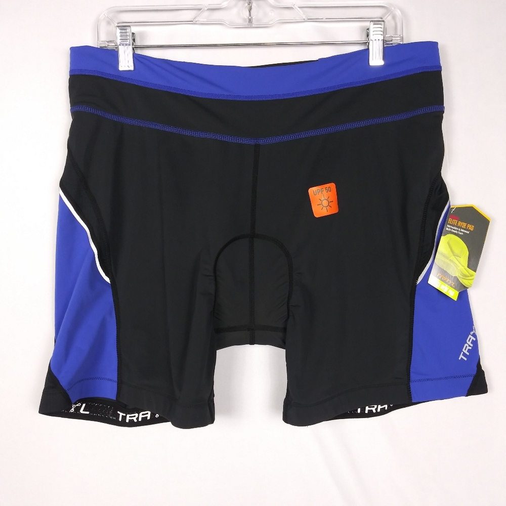 NWT Trayl Elite Ryde Cycling Shorts Womens Size XL Black Blue Foam Pad Gel